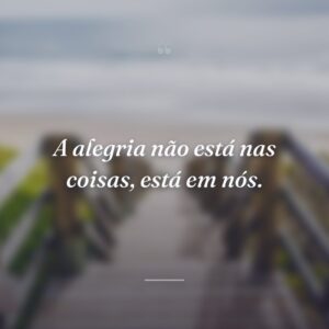 A alegria não está nas coisas, está em nós.