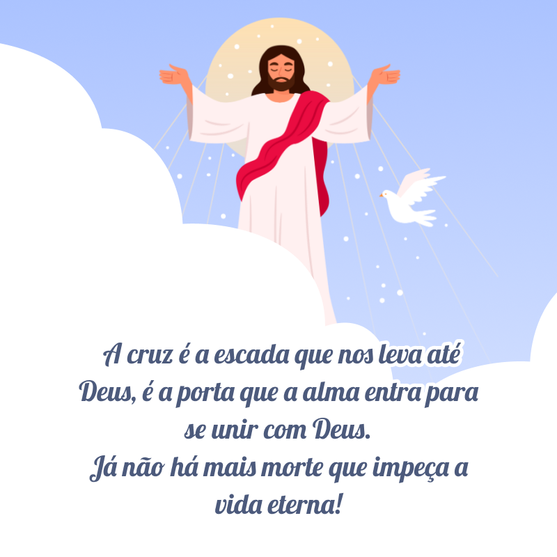 A cruz é a escada que nos leva até Deus, é a porta que a alma entra para se unir com Deus. Já não há mais morte que impeça a vida eterna!