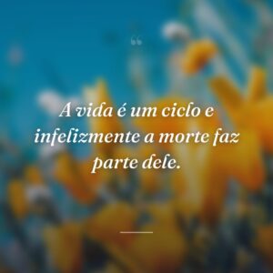 A vida é um ciclo e infelizmente a morte faz parte dele.