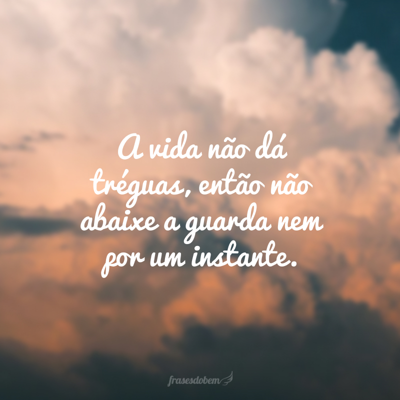 A vida não dá tréguas, então não abaixe a guarda nem por um instante.