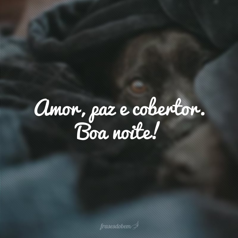 Amor, paz e cobertor. Boa noite!