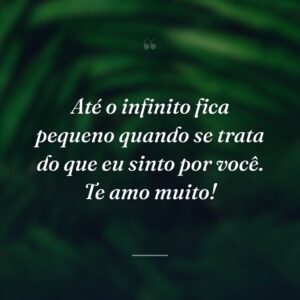 Até o infinito fica pequeno quando se trata do que eu sinto por você. Te amo muito!