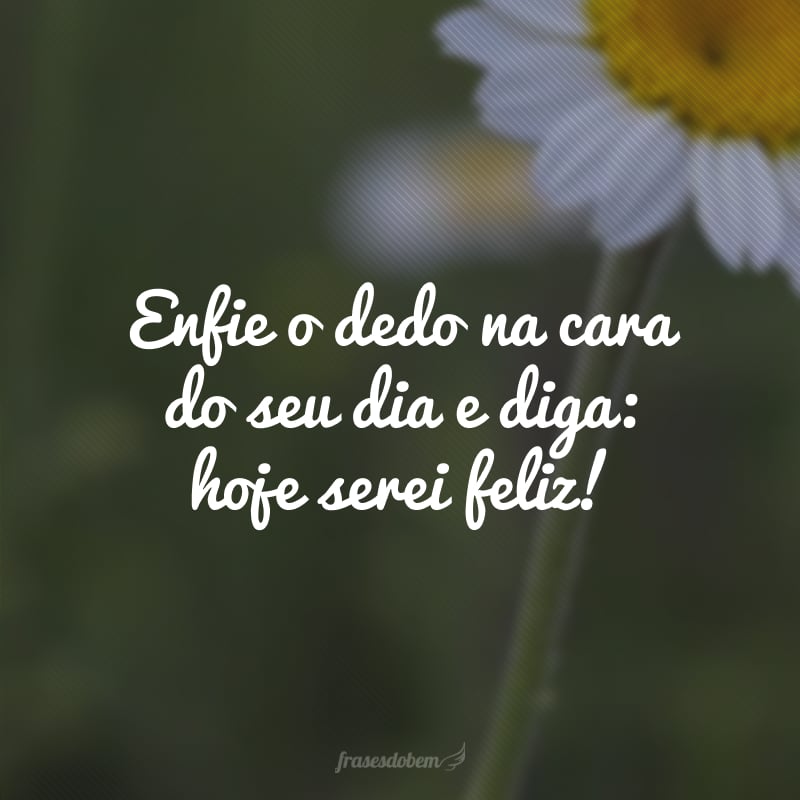 Enfie o dedo na cara do seu dia e diga: hoje serei feliz!