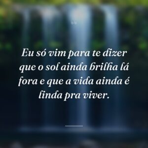 Eu só vim para te dizer que o sol ainda brilha lá fora e que a vida ainda é linda pra viver.