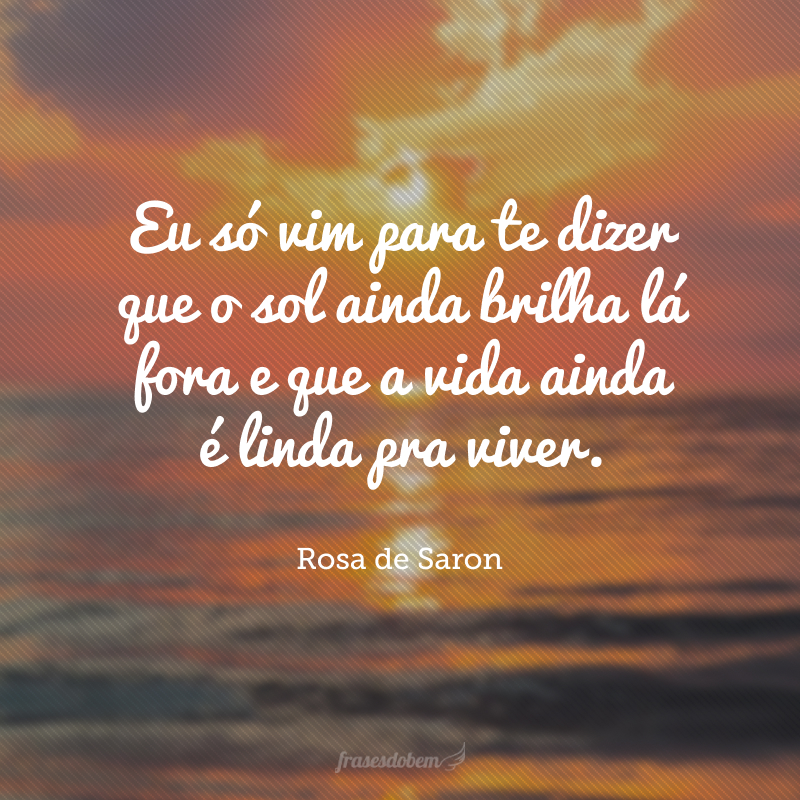 Eu só vim para te dizer que o sol ainda brilha lá fora e que a vida ainda é linda pra viver.