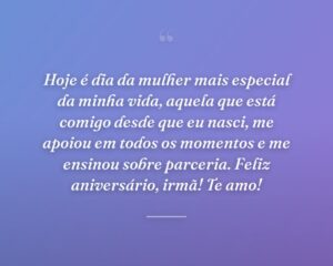 Hoje é dia da mulher mais especial da minha vida, aquela que está comigo desde que eu nasci, me apoiou em todos os momentos e me ensinou sobre parceria. Feliz aniversário, irmã! Te amo!