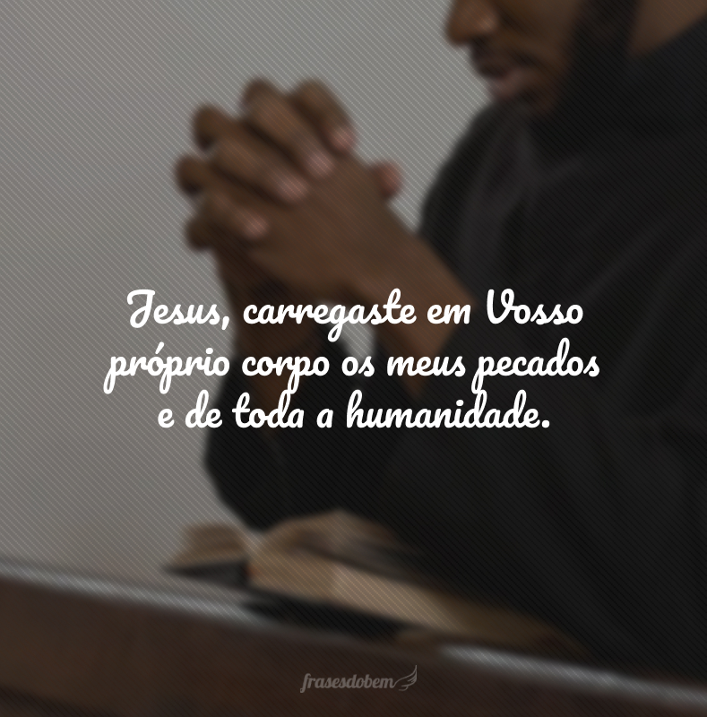 Jesus, carregaste em Vosso próprio corpo os meus pecados e de toda a humanidade.