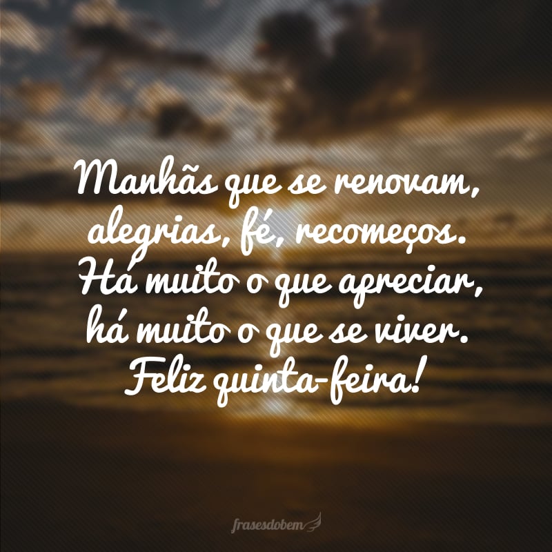 Manhãs que se renovam, alegrias, fé, recomeços. Há muito o que apreciar, há muito o que se viver. Feliz quinta-feira!