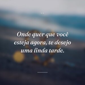 Onde quer que você esteja agora, te desejo uma linda tarde.