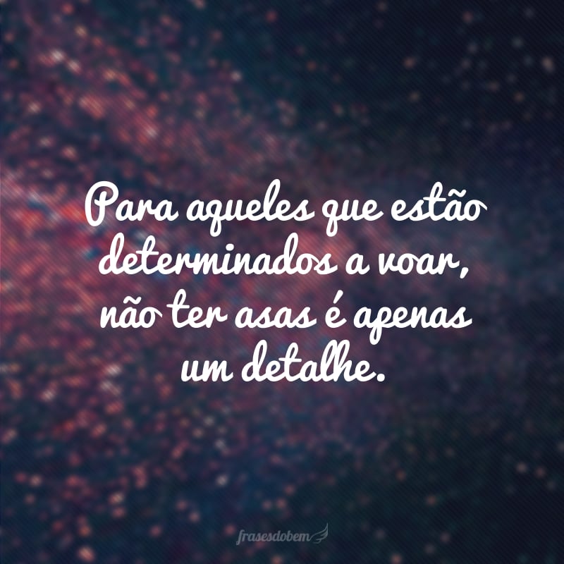 Para aqueles que estão determinados a voar, não ter asas é apenas um detalhe.