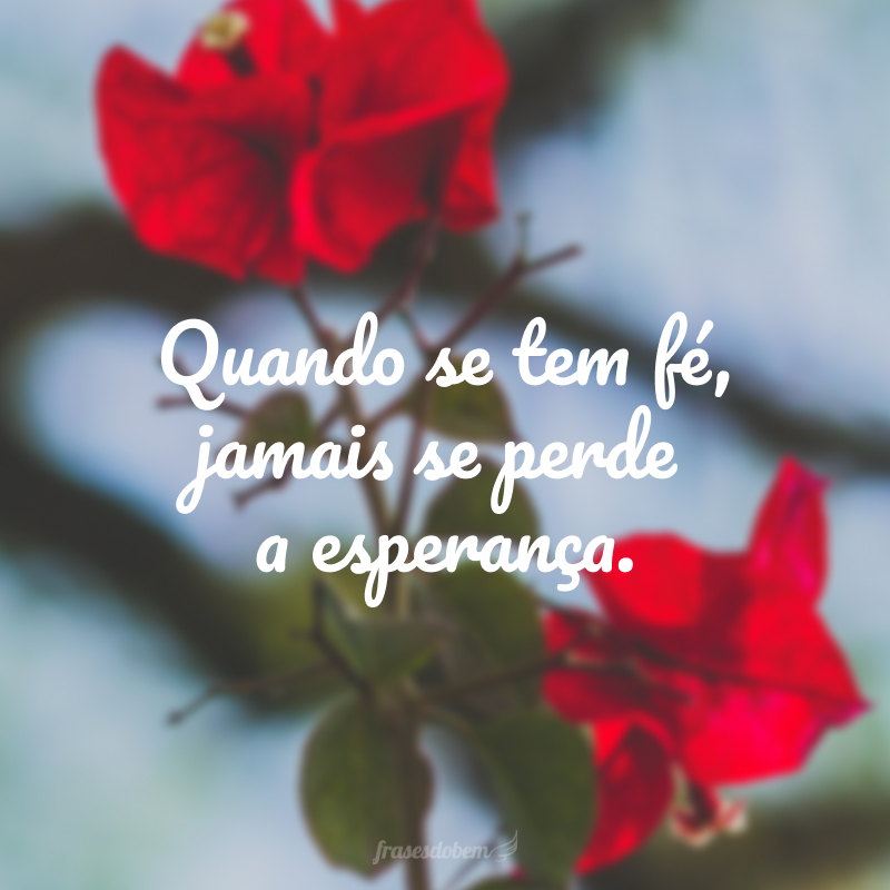 Quando se tem fé, jamais se perde a esperança.