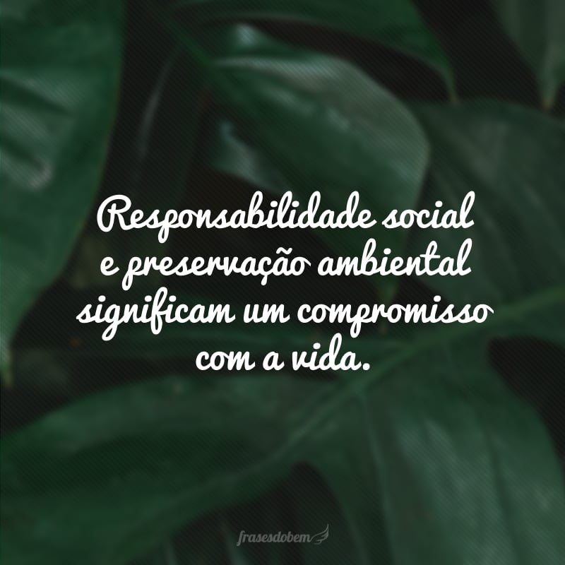 Responsabilidade social e preservação ambiental significam um compromisso com a vida.