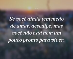 Se você ainda tem medo de amar, desculpe, mas você não está nem um pouco pronto para viver.