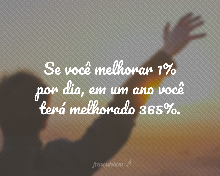 Se você melhorar 1% por dia, em um ano você terá melhorado 365%.
