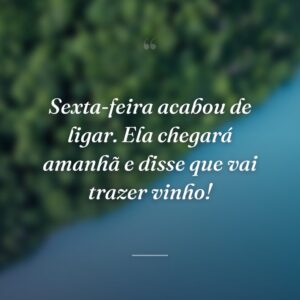 Sexta-feira acabou de ligar. Ela chegará amanhã e disse que vai trazer vinho!