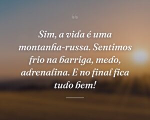 Sim, a vida é uma montanha-russa. Sentimos frio na barriga, medo, adrenalina. E no final fica tudo bem!