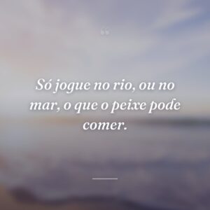 Só jogue no rio, ou no mar, o que o peixe pode comer.