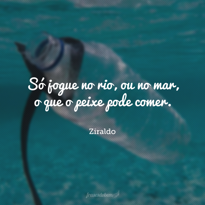 Só jogue no rio, ou no mar, o que o peixe pode comer.