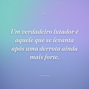 Um verdadeiro lutador é aquele que se levanta após uma derrota ainda mais forte.