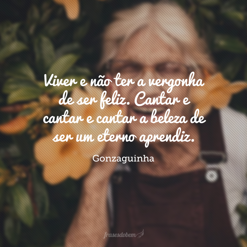 Viver e não ter a vergonha de ser feliz. Cantar e cantar e cantar a beleza de ser um eterno aprendiz.