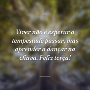 Viver não é esperar a tempestade passar, mas aprender a dançar na chuva. Feliz terça!