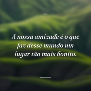 A nossa amizade é o que faz desse mundo um lugar tão mais bonito.