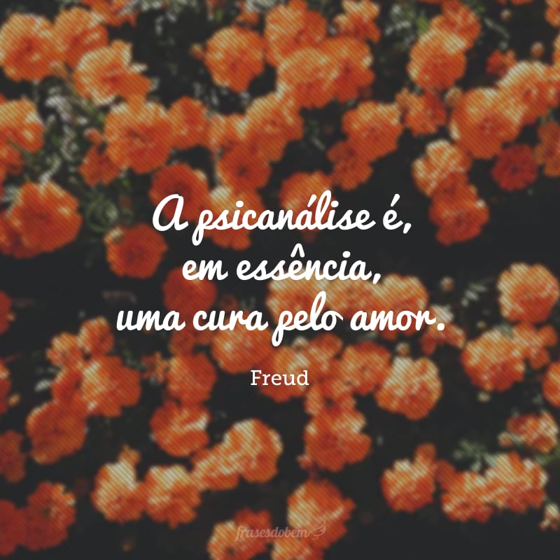 A psicanálise é, em essência, uma cura pelo amor. 