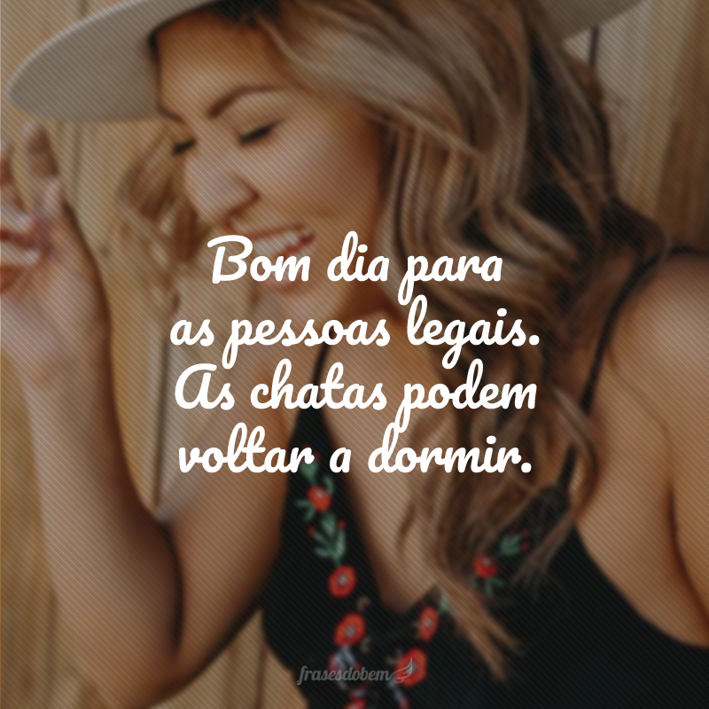 Bom dia para as pessoas legais. As chatas podem voltar a dormir.