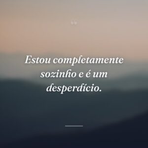 Estou completamente sozinho e é um desperdício.