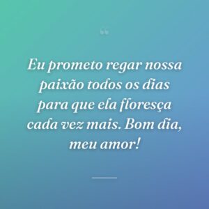 Eu prometo regar nossa paixão todos os dias para que ela floresça cada vez mais. Bom dia, meu amor!