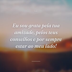 Eu sou grata pela tua amizade, pelos teus conselhos e por sempre estar ao meu lado!