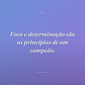 Foco e determinação são os princípios de um campeão.