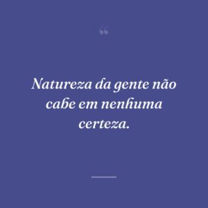 Natureza da gente não cabe em nenhuma certeza.