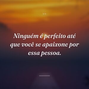 Ninguém é perfeito até que você se apaixone por essa pessoa.