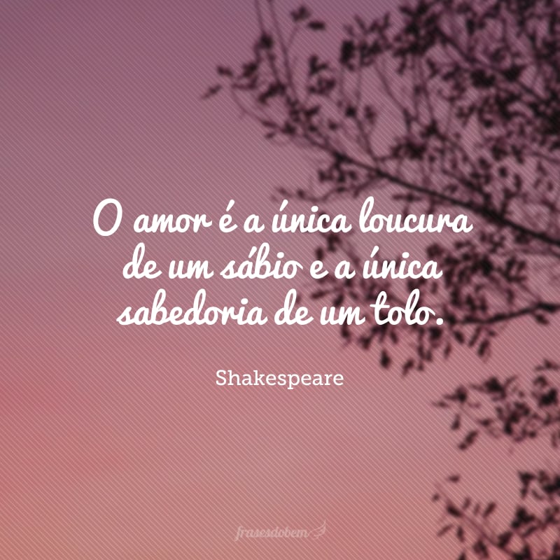 O amor é a única loucura de um sábio e a única sabedoria de um tolo.