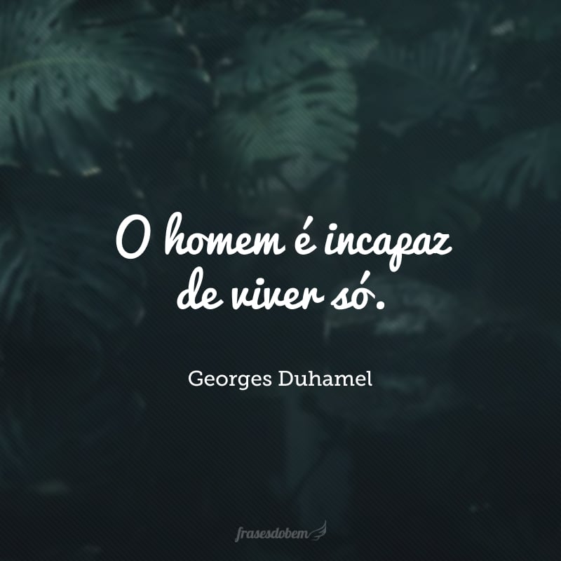 O homem é incapaz de viver só. 