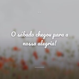 O sábado chegou para a nossa alegria!
