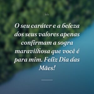 O seu caráter e a beleza dos seus valores apenas confirmam a sogra maravilhosa que você é para mim. Feliz Dia das Mães!