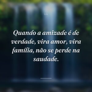 Quando a amizade é de verdade, vira amor, vira família, não se perde na saudade.