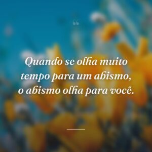 Quando se olha muito tempo para um abismo, o abismo olha para você.