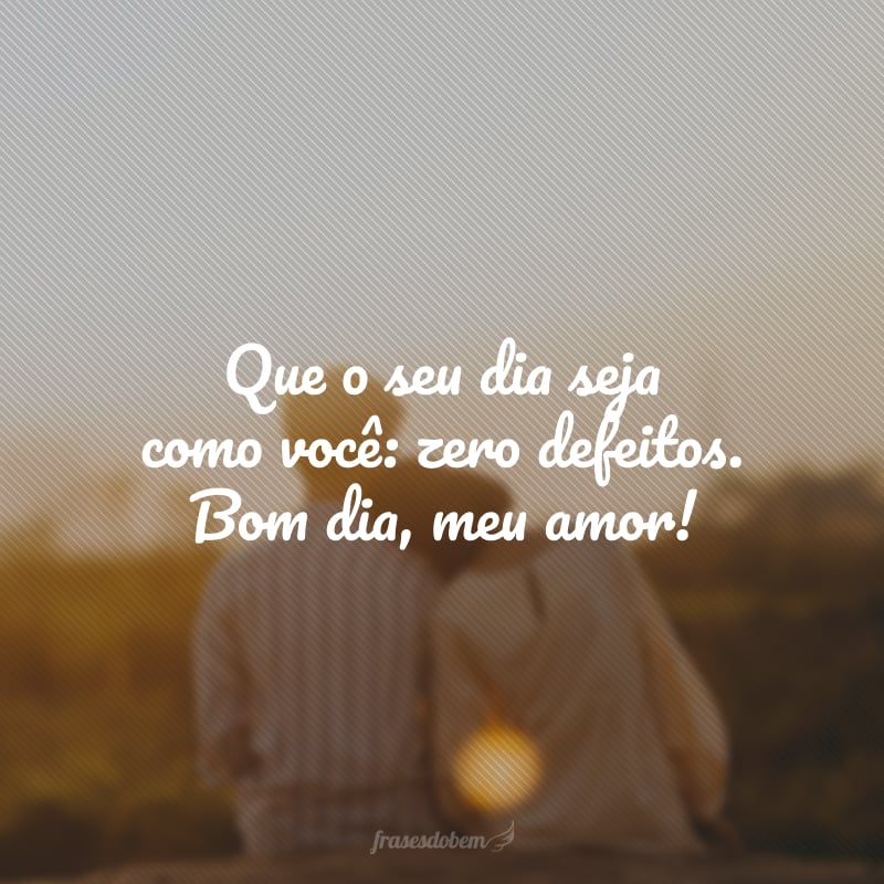 Que o seu dia seja como você: zero defeitos. Bom dia, meu amor!