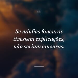 Se minhas loucuras tivessem explicações, não seriam loucuras.