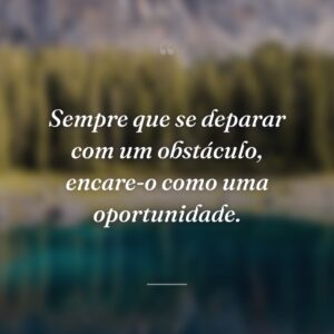 Sempre que se deparar com um obstáculo, encare-o como uma oportunidade.