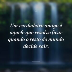 Um verdadeiro amigo é aquele que resolve ficar quando o resto do mundo decide sair.