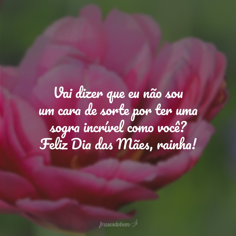 Vai dizer que eu não sou um cara de sorte por ter uma sogra incrível como você? Feliz Dia das Mães, rainha!