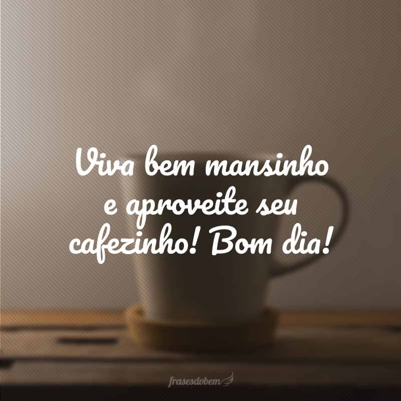 Viva bem mansinho e aproveite seu cafezinho! Bom dia!