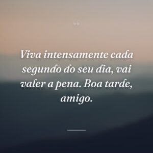Viva intensamente cada segundo do seu dia, vai valer a pena. Boa tarde, amigo.