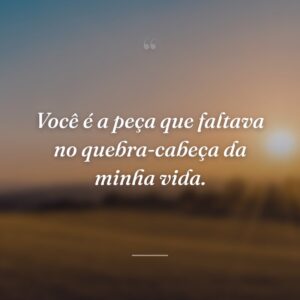 Você é a peça que faltava no quebra-cabeça da minha vida.
