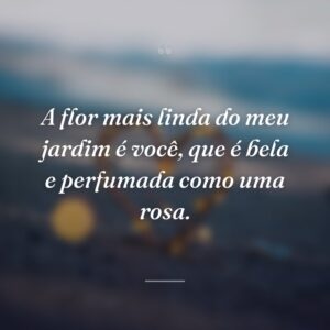 A flor mais linda do meu jardim é você, que é bela e perfumada como uma rosa.