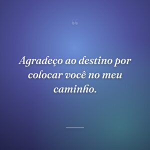 Agradeço ao destino por colocar você no meu caminho.